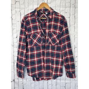 BDG Urban Outfitters Women's Large Blue Red Plaid Button Up Flannel